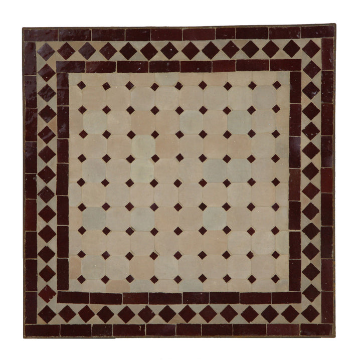 Couch mosaic table 60x60 Bordeaux diamond pattern