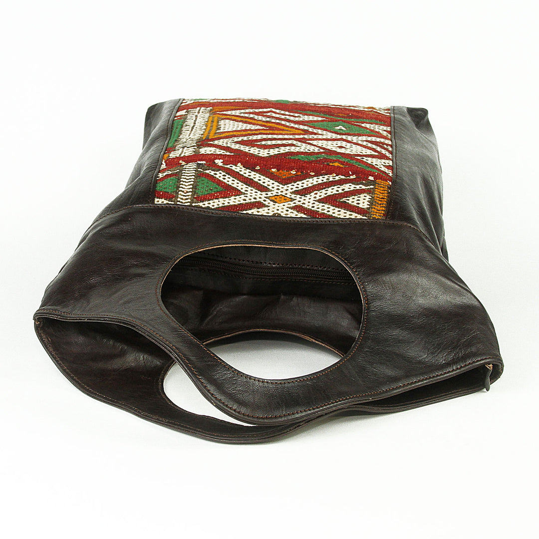 Women's leather bag with kilim