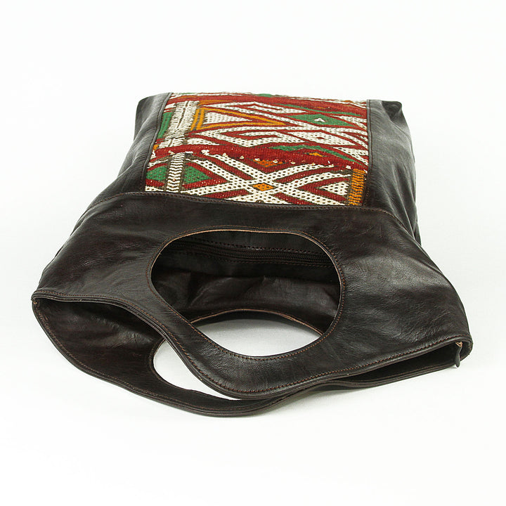 Women's leather bag with kilim