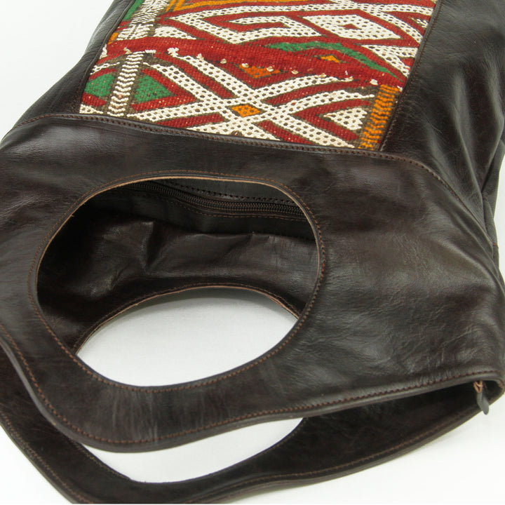 Women's leather bag with kilim