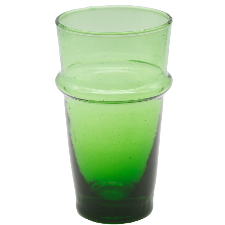 Dessert served in a green glass - processed glass with an individual texture