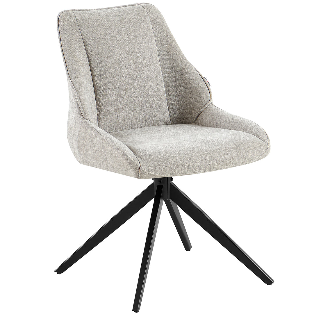 Dining room chair 360° rotating in light gray with black metal frame and auto-return function - padded chair with backrest for dining room, kitchen or office