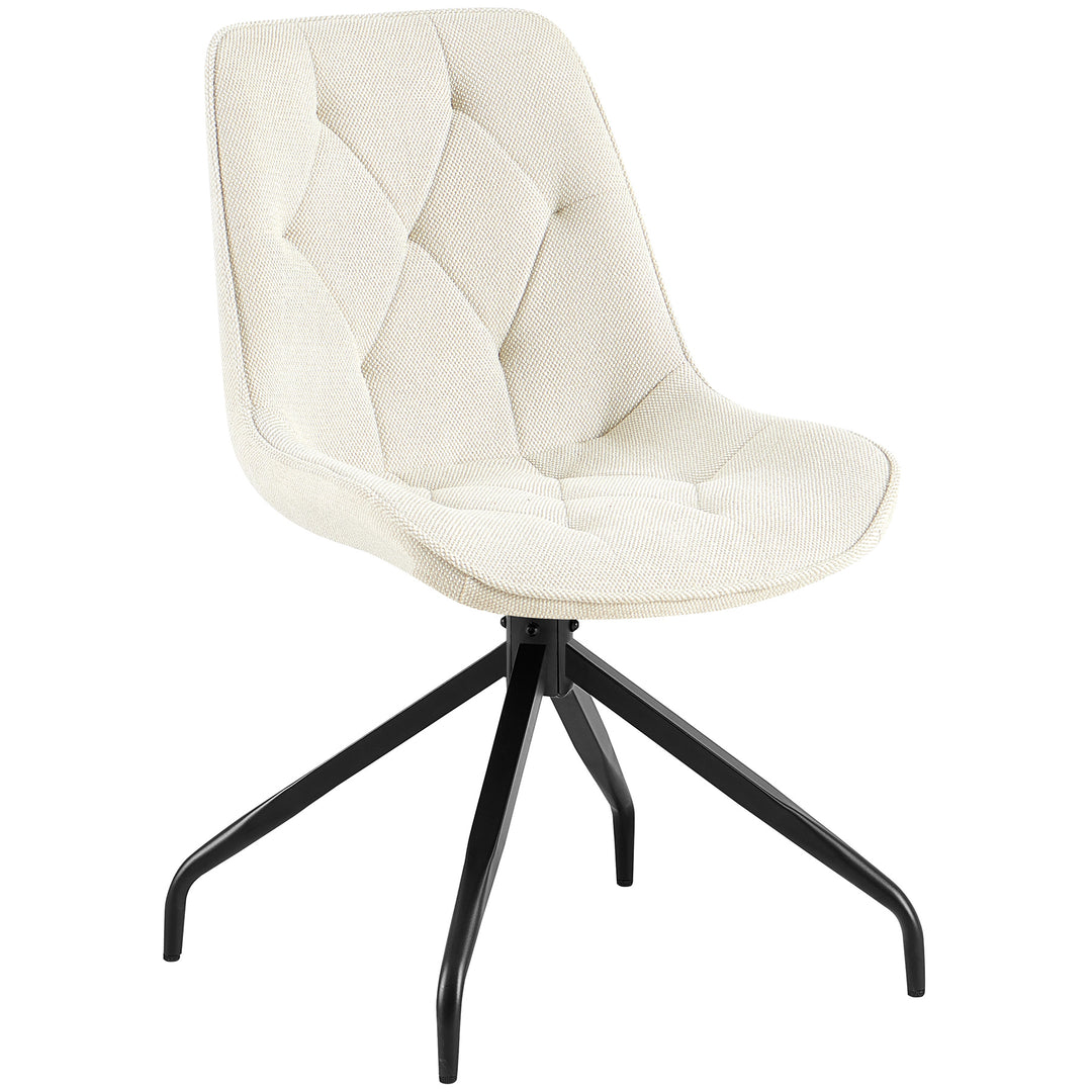 Upholstered chair 360° rotatable in beige with black metal frame - elegant dining chair with fine diamond quilting and auto-return function