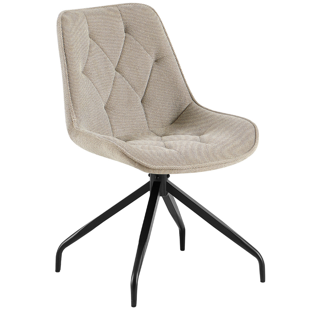 Upholstered chair that can be rotated 360° in brown with a black metal frame - modern dining chair with diamond quilting and ergonomic seat shape