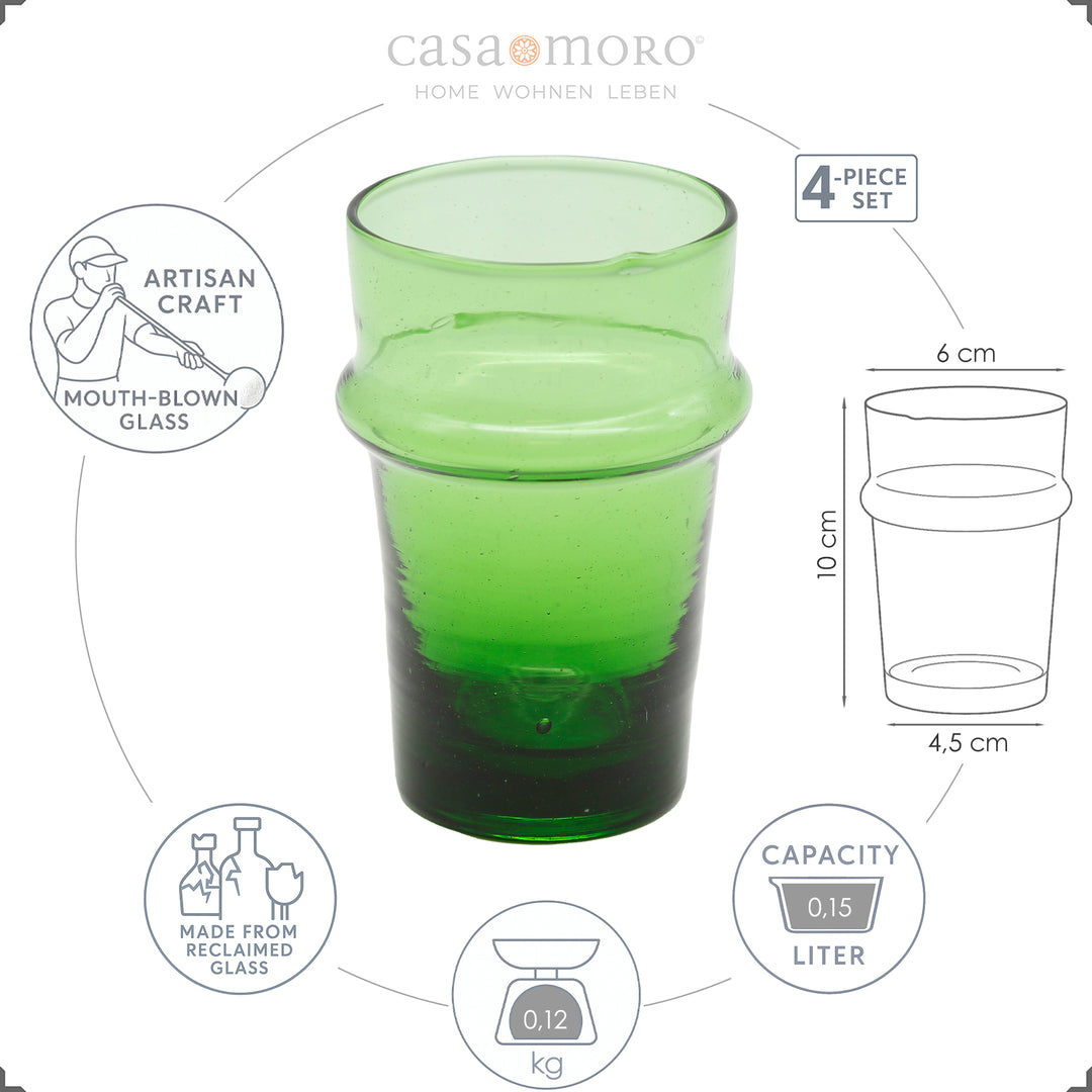 Cappuccino glasses set – 4 pieces, green