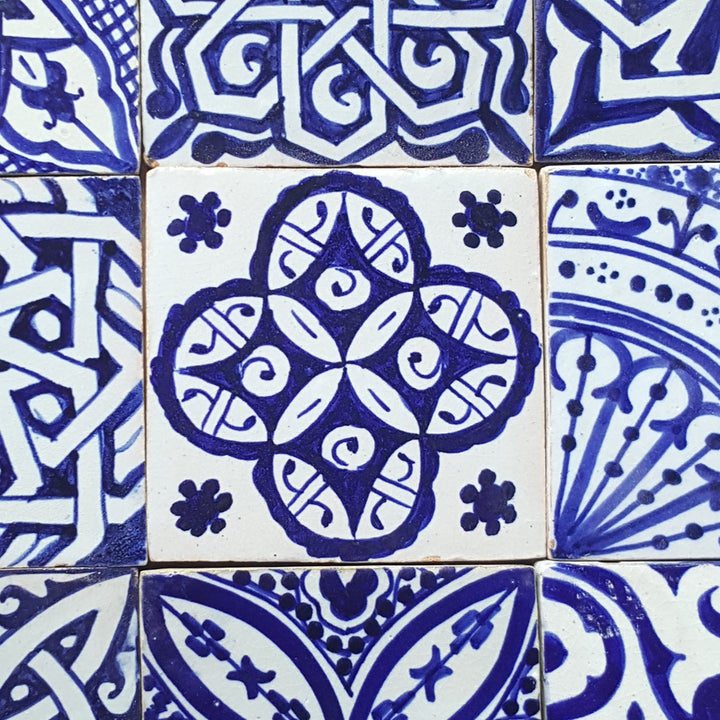 Hand-painted tiles mix – set of 9 in Mediterranean style