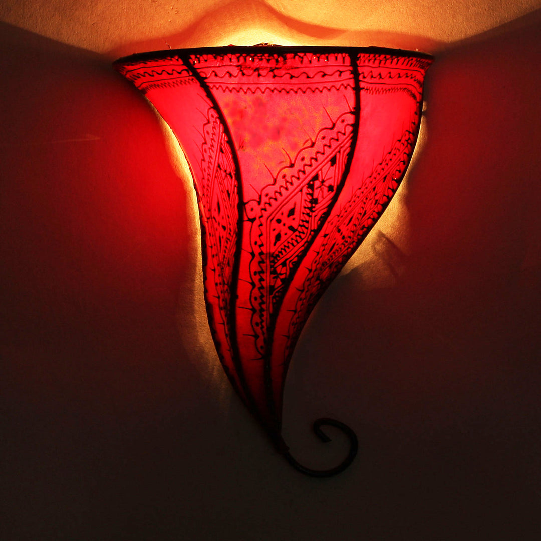 Mouza Red Leather Wall Lamp
