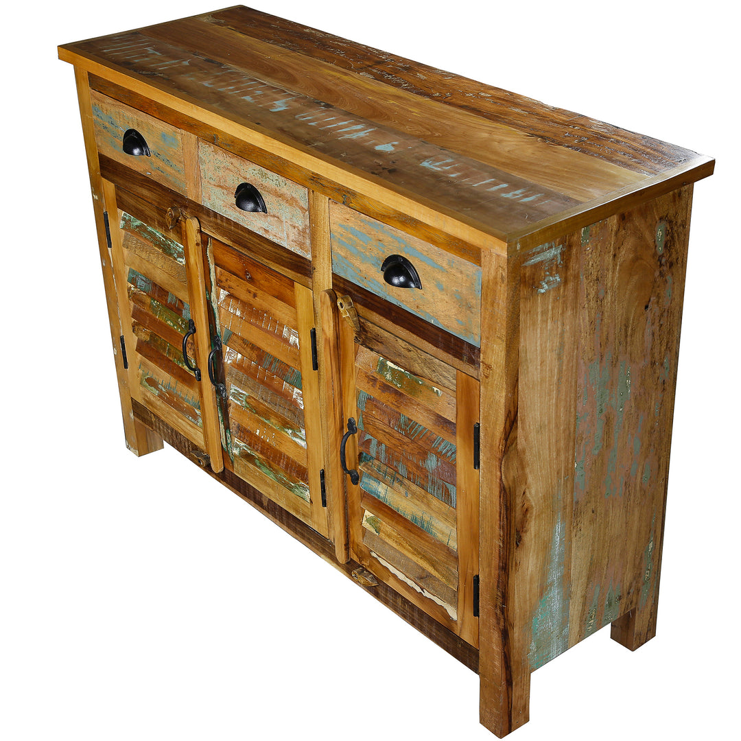 Vintage style solid wood highboard with drawers and doors for the living room