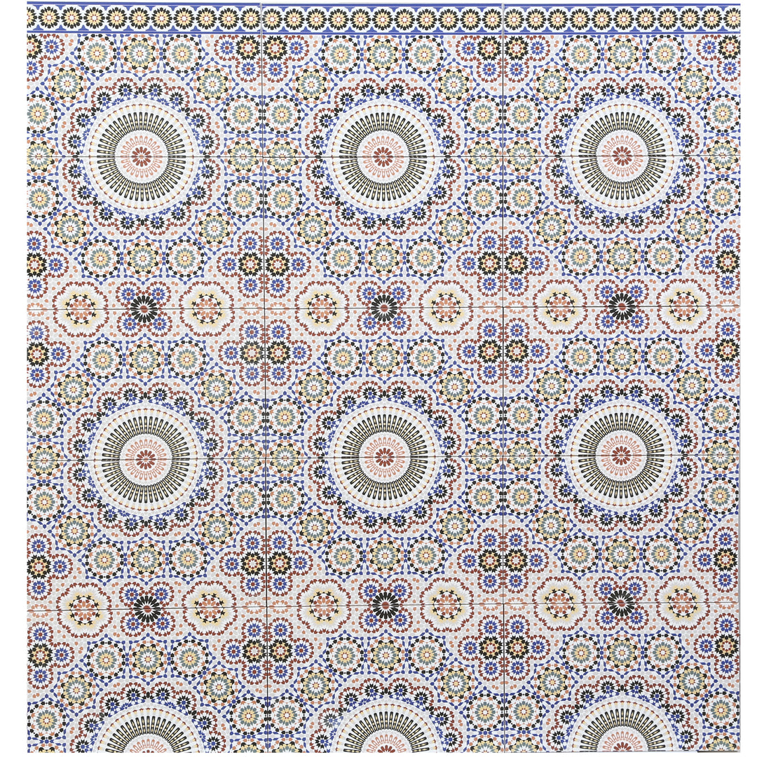 Multicolored ceramic wall tile in an oriental pattern design 40x25 cm for kitchen and bathroom