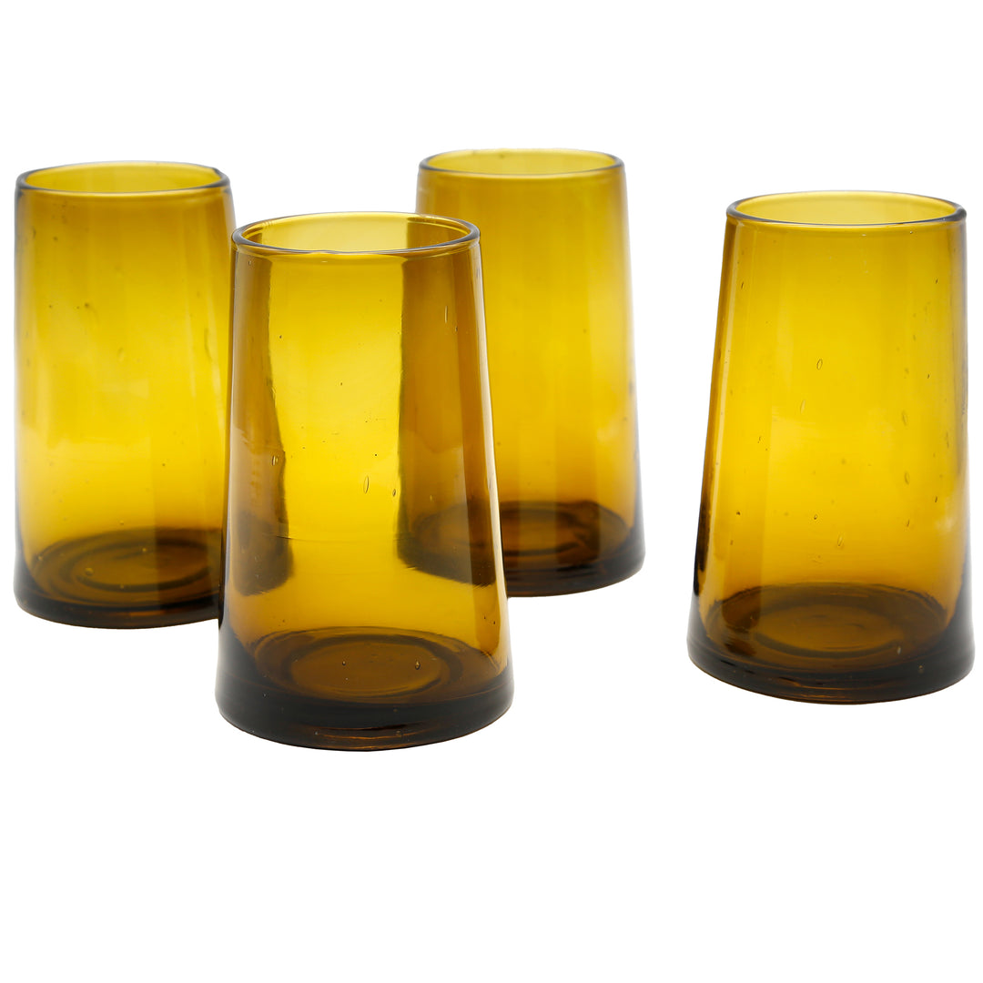 Honey brown glasses with layered lattes and iced coffee - ideal for everyday use or guests