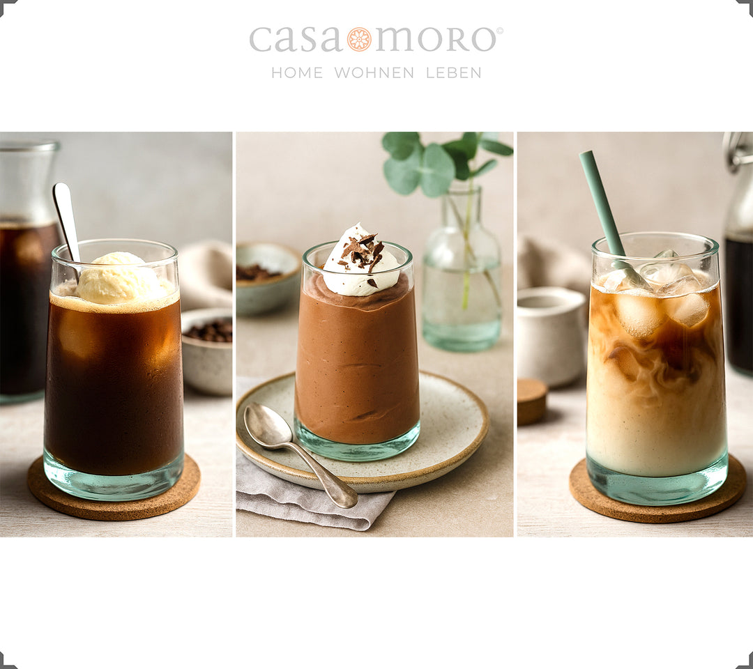 Set of 4 clear glasses - suitable for long drinks, cocktails or desserts