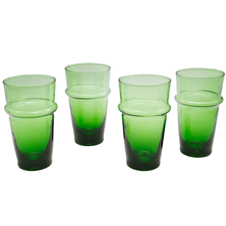 Long drink glass in bright green - hand-blown and unique in structure