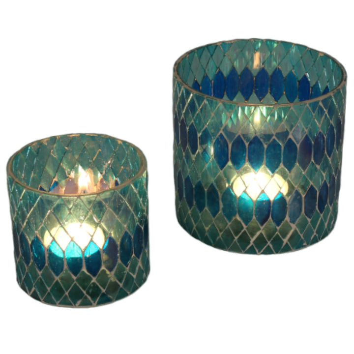 Moroccan mosaic lantern Rayan light blue
