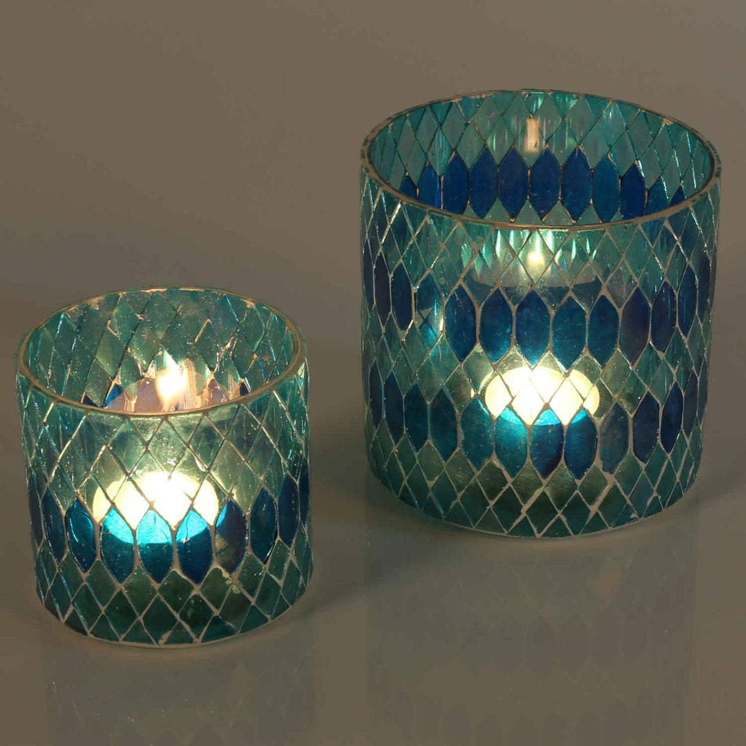 Moroccan mosaic lantern Rayan light blue