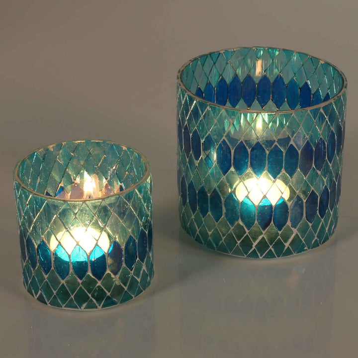 Moroccan mosaic lantern Rayan light blue