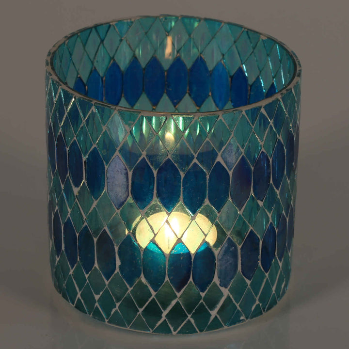 Moroccan mosaic lantern Rayan light blue