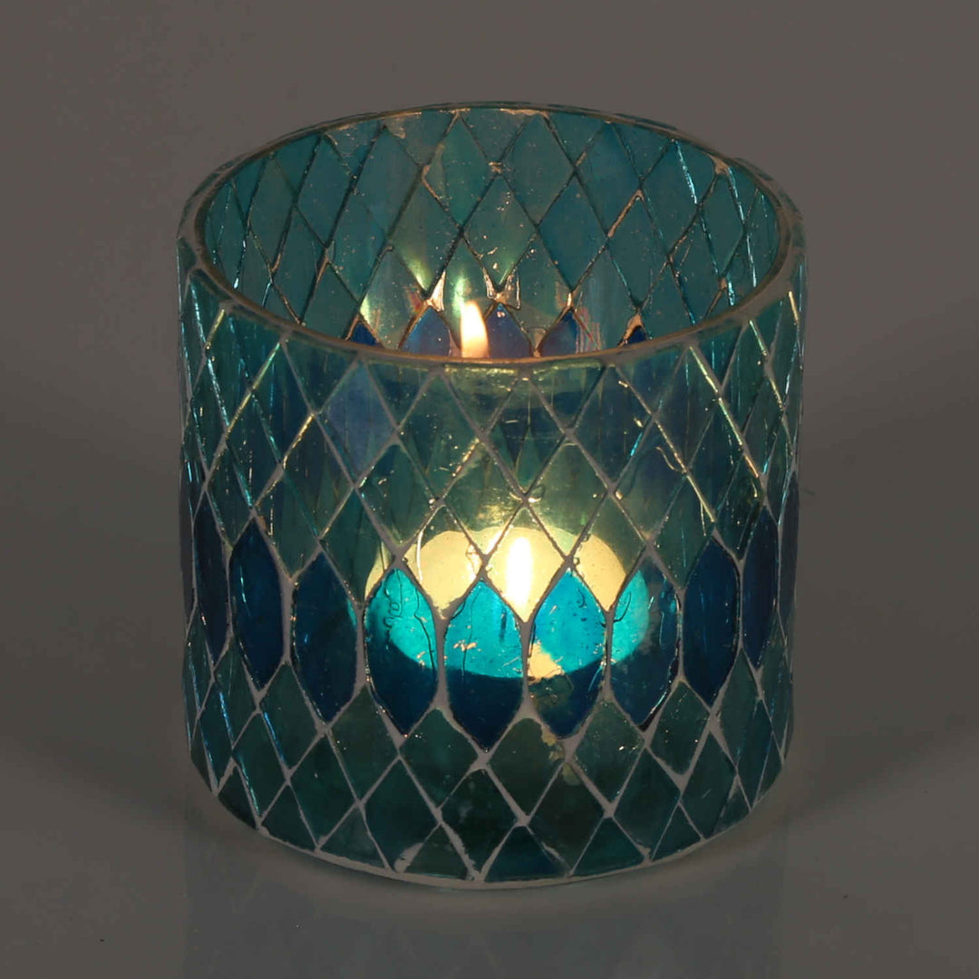 Moroccan mosaic lantern Rayan light blue