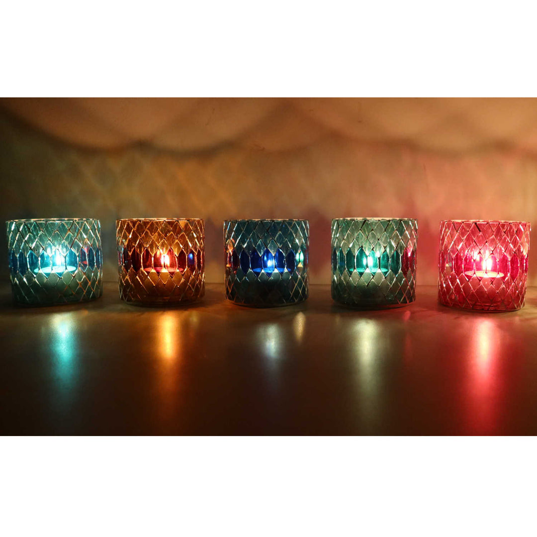 Moroccan mosaic lantern Rayan S set of 5