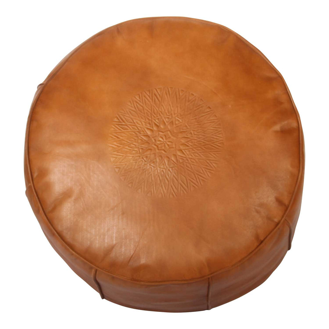 Moroccan leather seat cushion Asli Orange