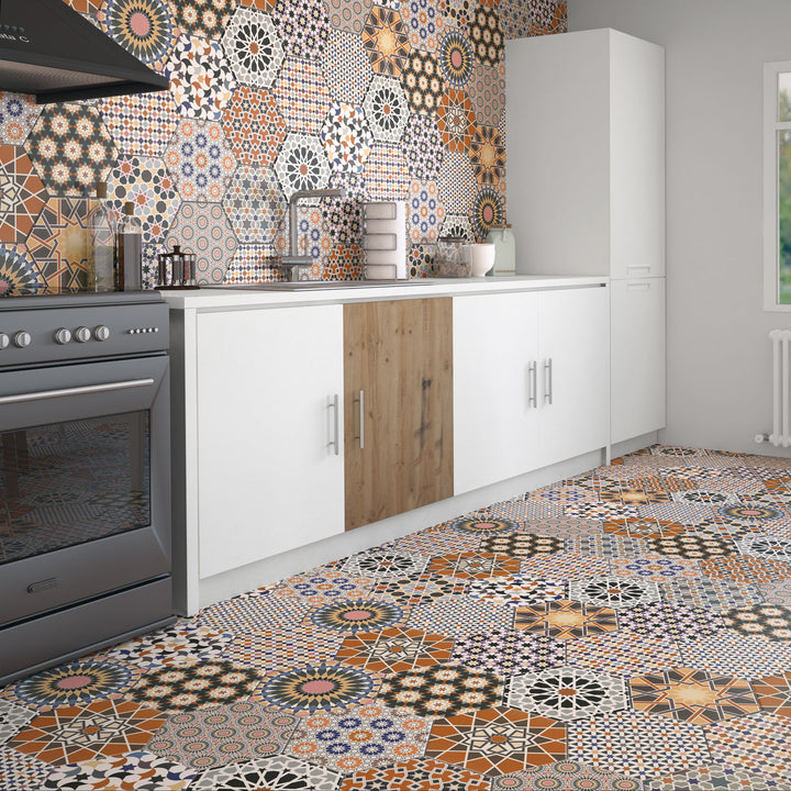 Oriental patchwork tiles – 32.8x28.5 cm hexagon