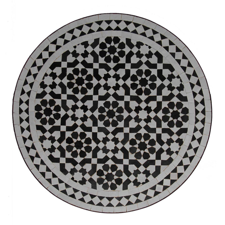 Mosaic bistro table 70 round black and white glazed