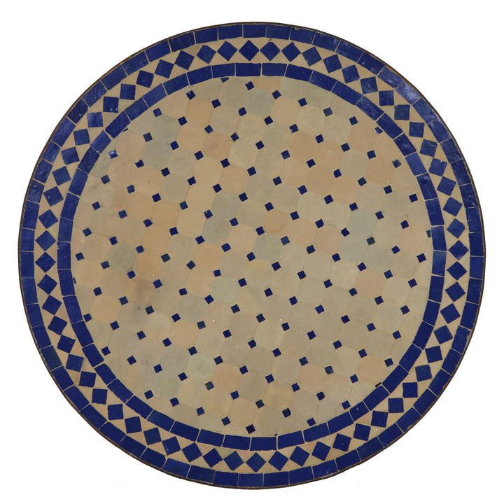 Mosaic bistro table, round, 70 cm, blue/diamond pattern