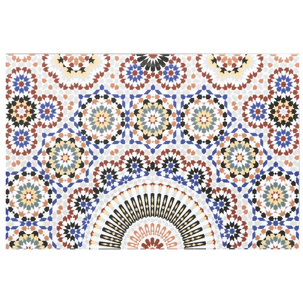 Detail sample tile of a ceramic wall tile 40x25 cm in an oriental design, multicolored