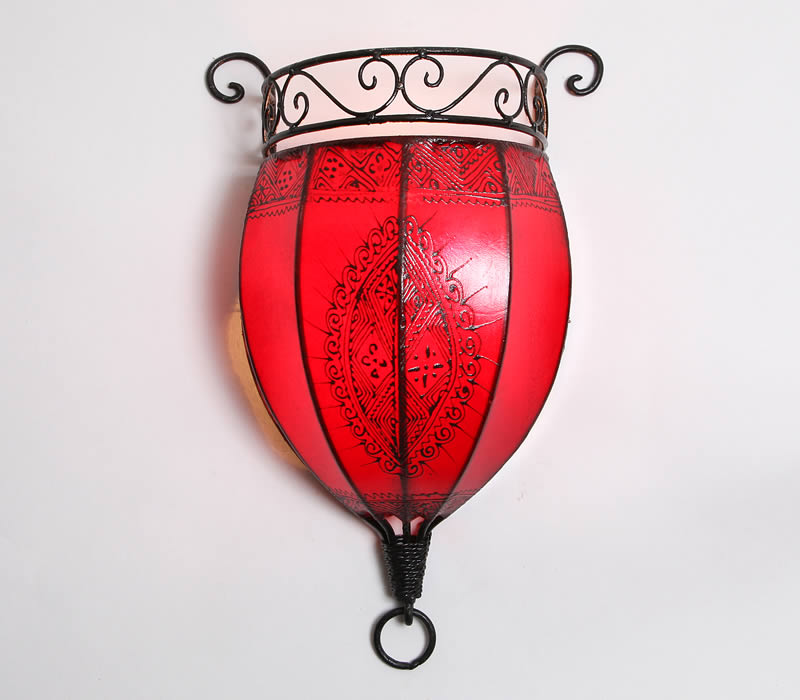 Henna leather wall lamp Nakous Red