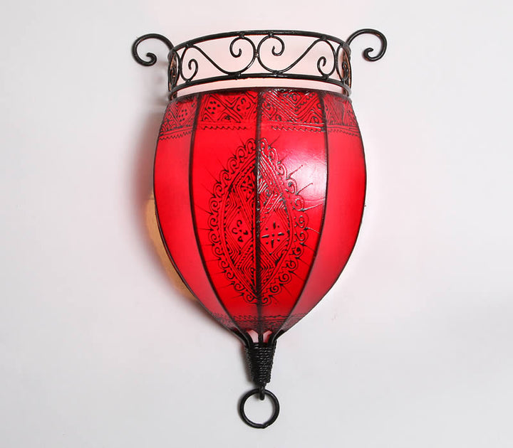 Henna leather wall lamp Nakous Red