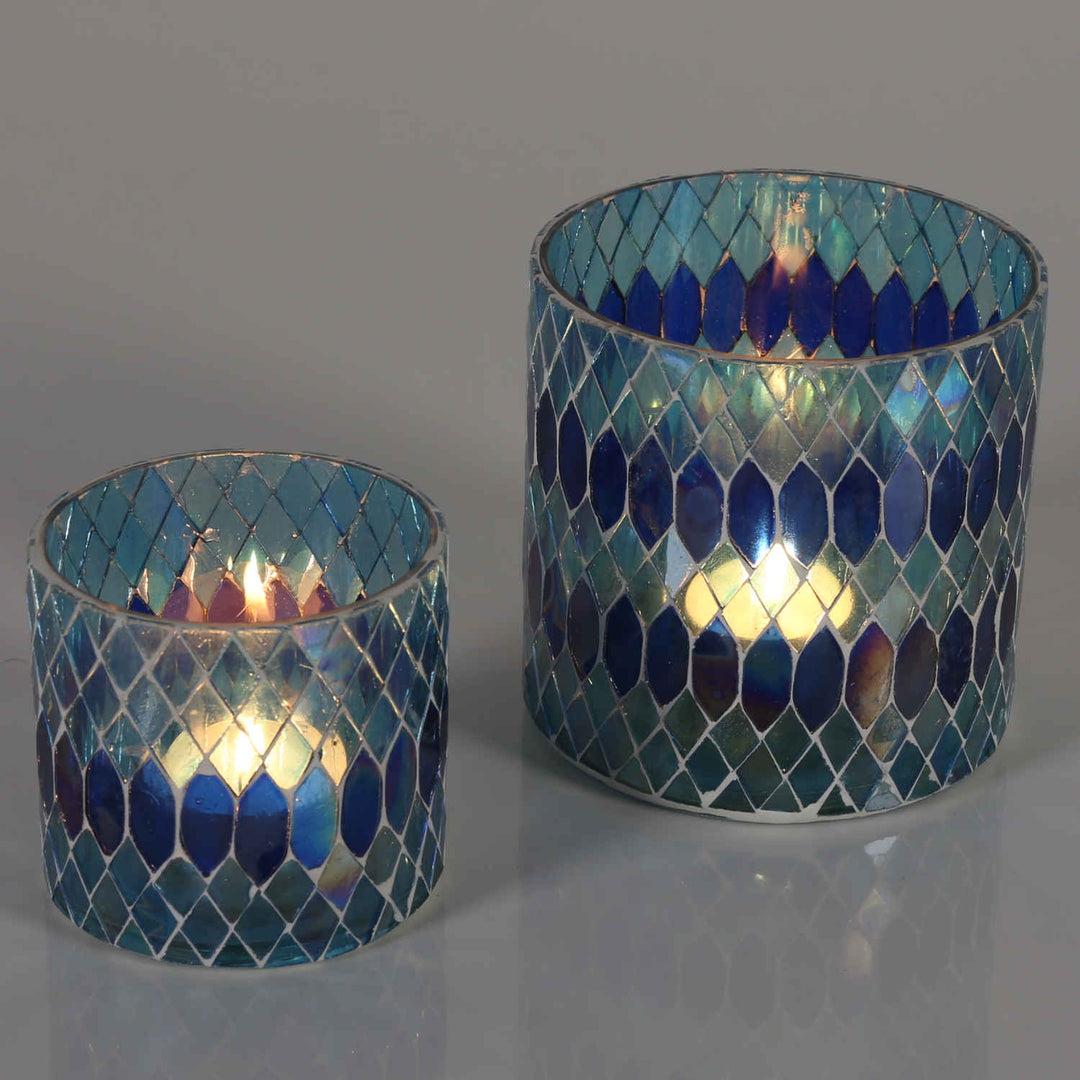 Moroccan mosaic lantern Rayan dark blue