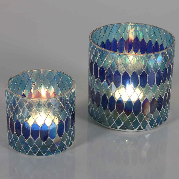 Moroccan mosaic lantern Rayan dark blue