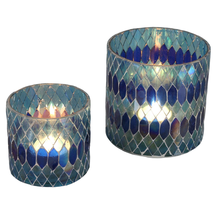 Moroccan mosaic lantern Rayan dark blue