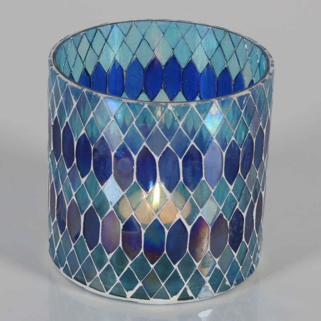 Moroccan mosaic lantern Rayan dark blue