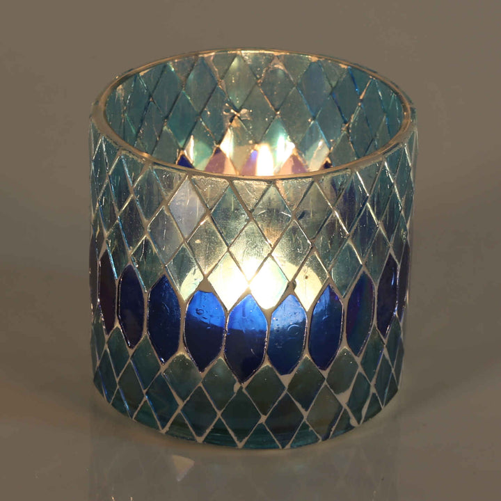 Moroccan mosaic lantern Rayan dark blue