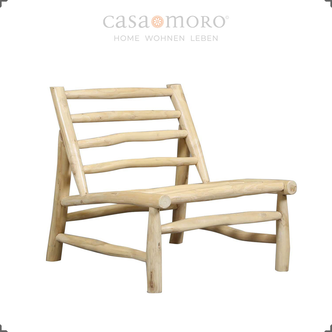 Handcrafted armchair lounge outdoor indoor, natural teak gives a warm character