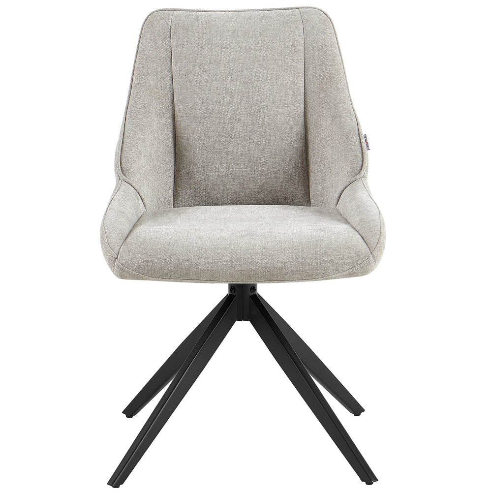 360° rotating dining room chair in light gray with backrest and black metal frame - comfortable upholstered chair with auto-return function for the dining room or office