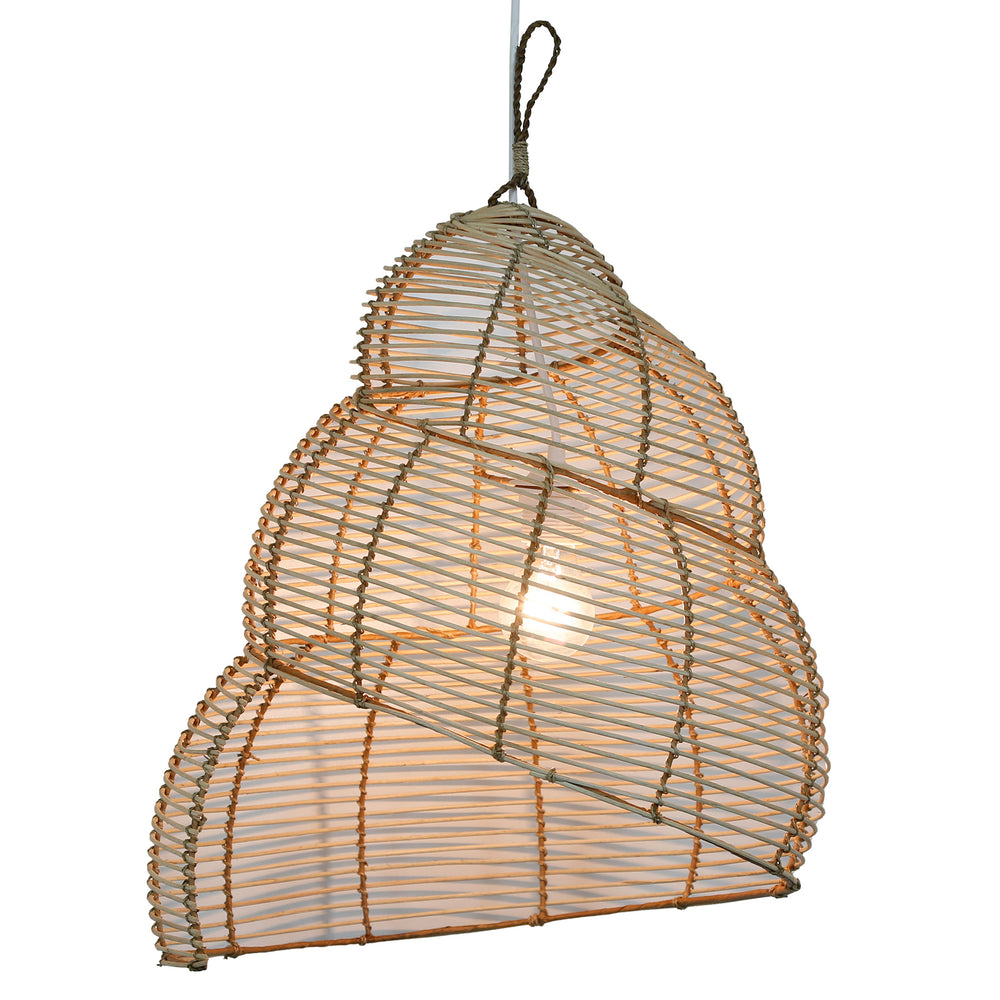 Handmade rattan lampshade in a spiral design with gentle light transmission