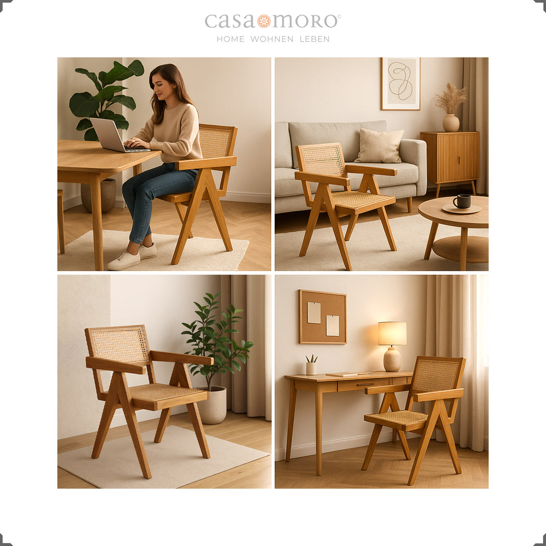 Armchair with Viennese weave made of teak, versatile as an armchair in the living room or study