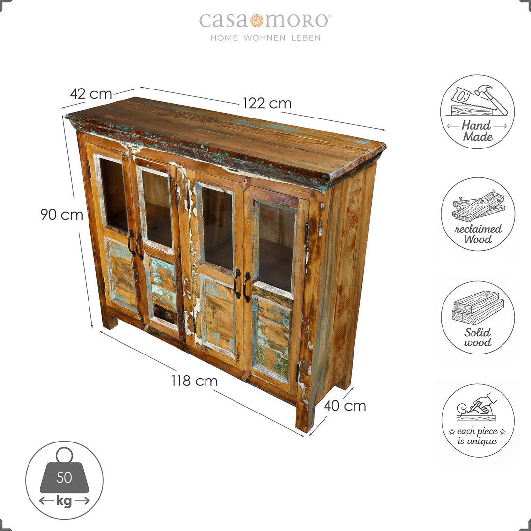 Dimensional sketch of a sideboard made of solid wood, height 90 cm, width 118 cm, depth 40 cm, isolated