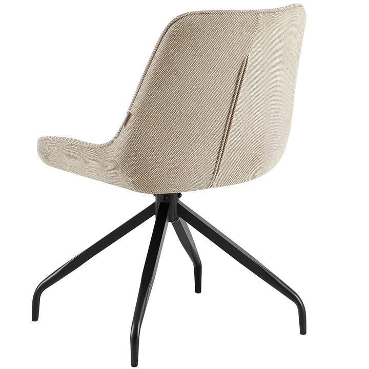 Rear view of the upholstered chair can be rotated 360° in brown with a black metal frame - elegant backrest with a fine structure and soft padding