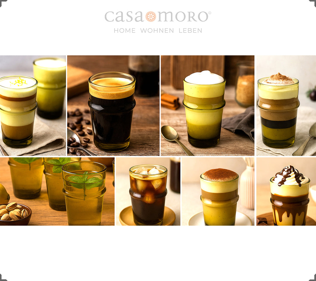 Honey brown tea glasses for everyday use - for cappuccino, tea or small coffee specialties  